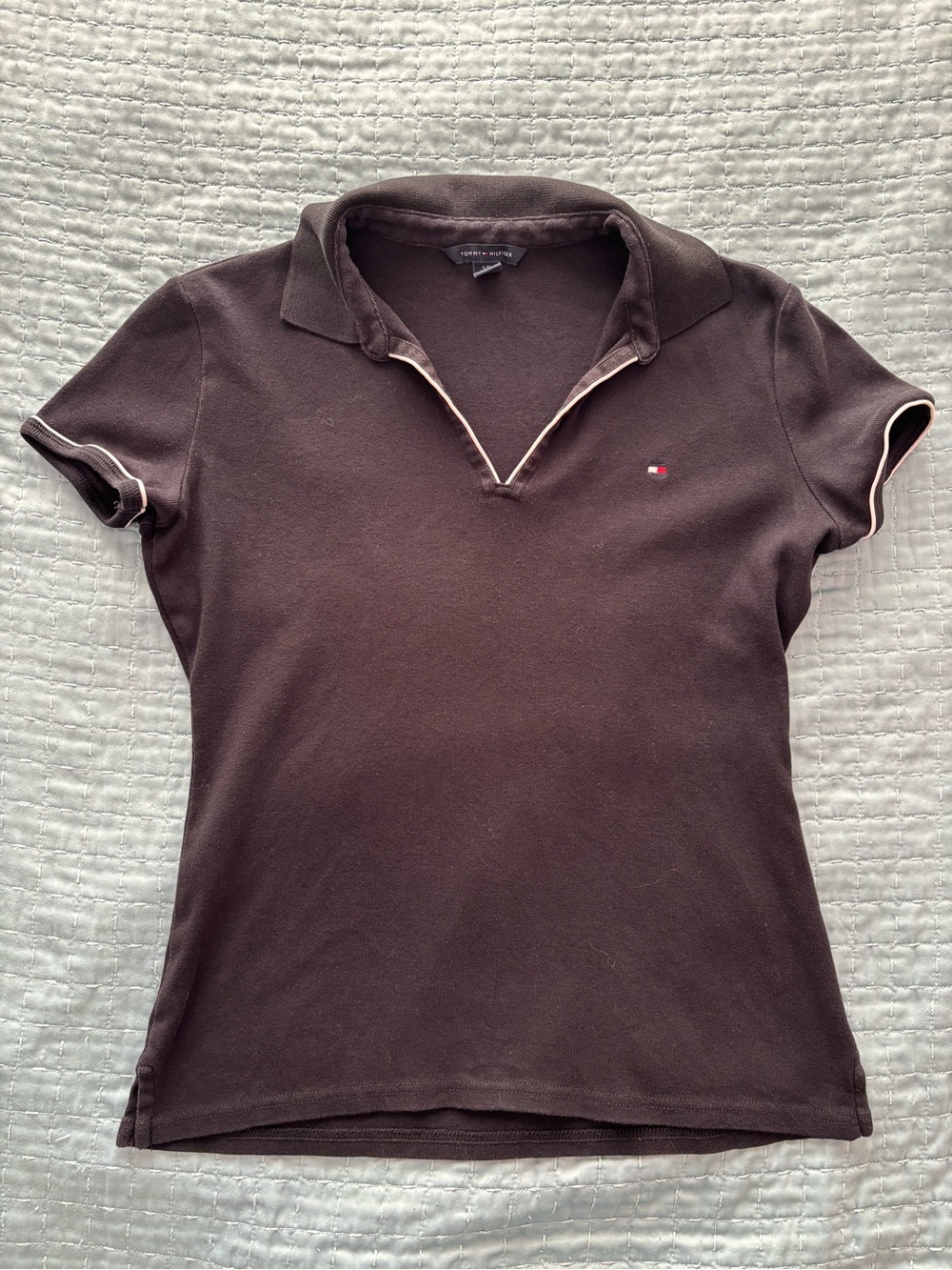 Tommy Hilfiger Black Short-Sleeve Polo Tee with Contrast Trim